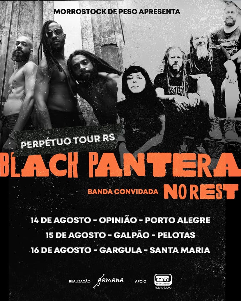 No Rest abre minitour com Black Pantera pelo RS nesta quinta-feira (14), no Opinião