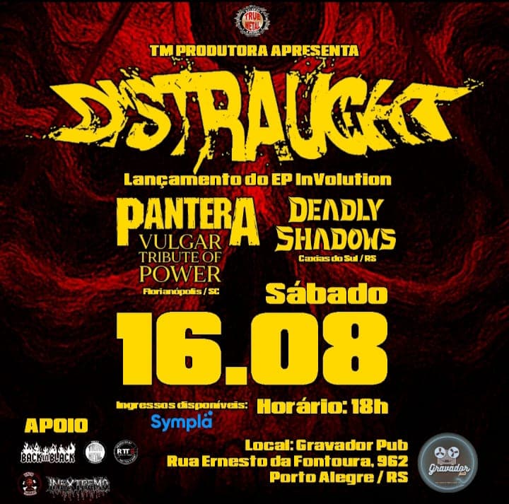 Distraught faz show de lançamento do novo álbum neste sábado (16), no Gravador Pub (POA)