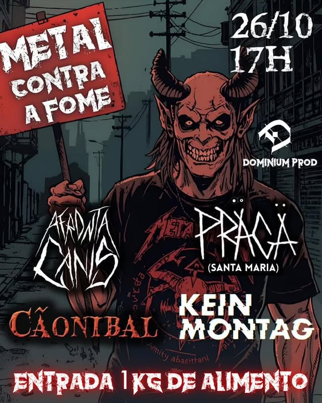 Metal Contra a Fome reúne Präga, Kein Montag, Afronta Canis e Cãonibal neste domingo (26)