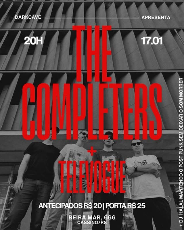 The Completers e Televogue no Darkcave (Cassino), neste sábado (17)
