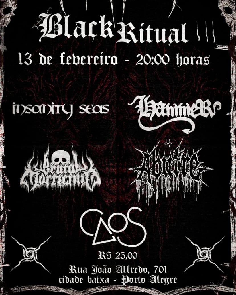 Nova edição do festiva Black Ritual reúne bandas de metal extremo no Caos, nesta sexta-feira (13)