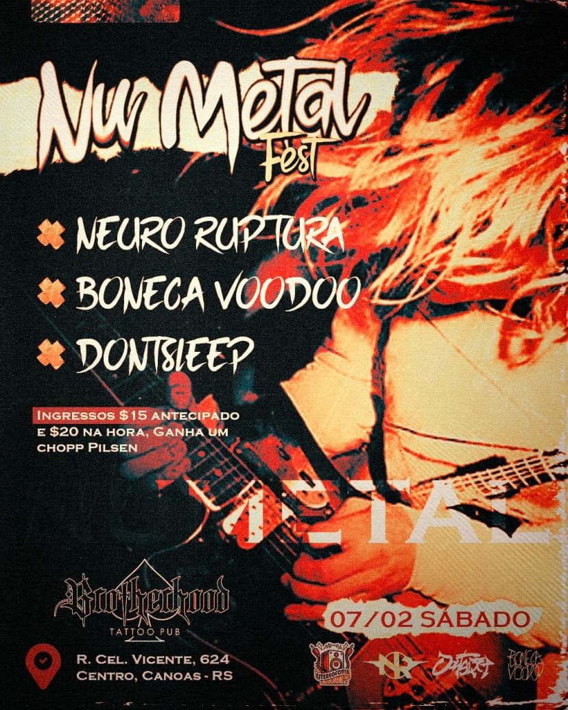 Nu Metal Fest neste sábado (7), no Brotherhood Tattoo Pub (Canoas)